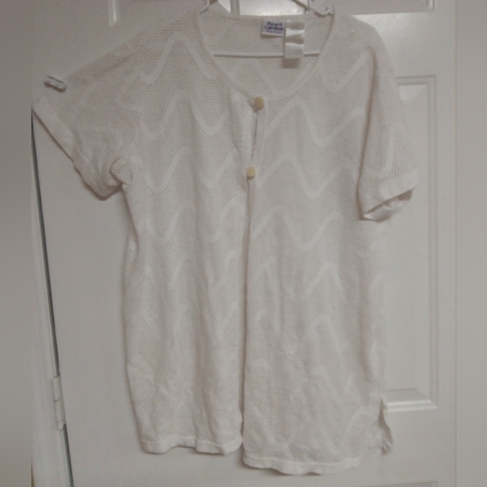 🦋Beach Cabana legant White Button Down Shirt Size XL 24" Pit